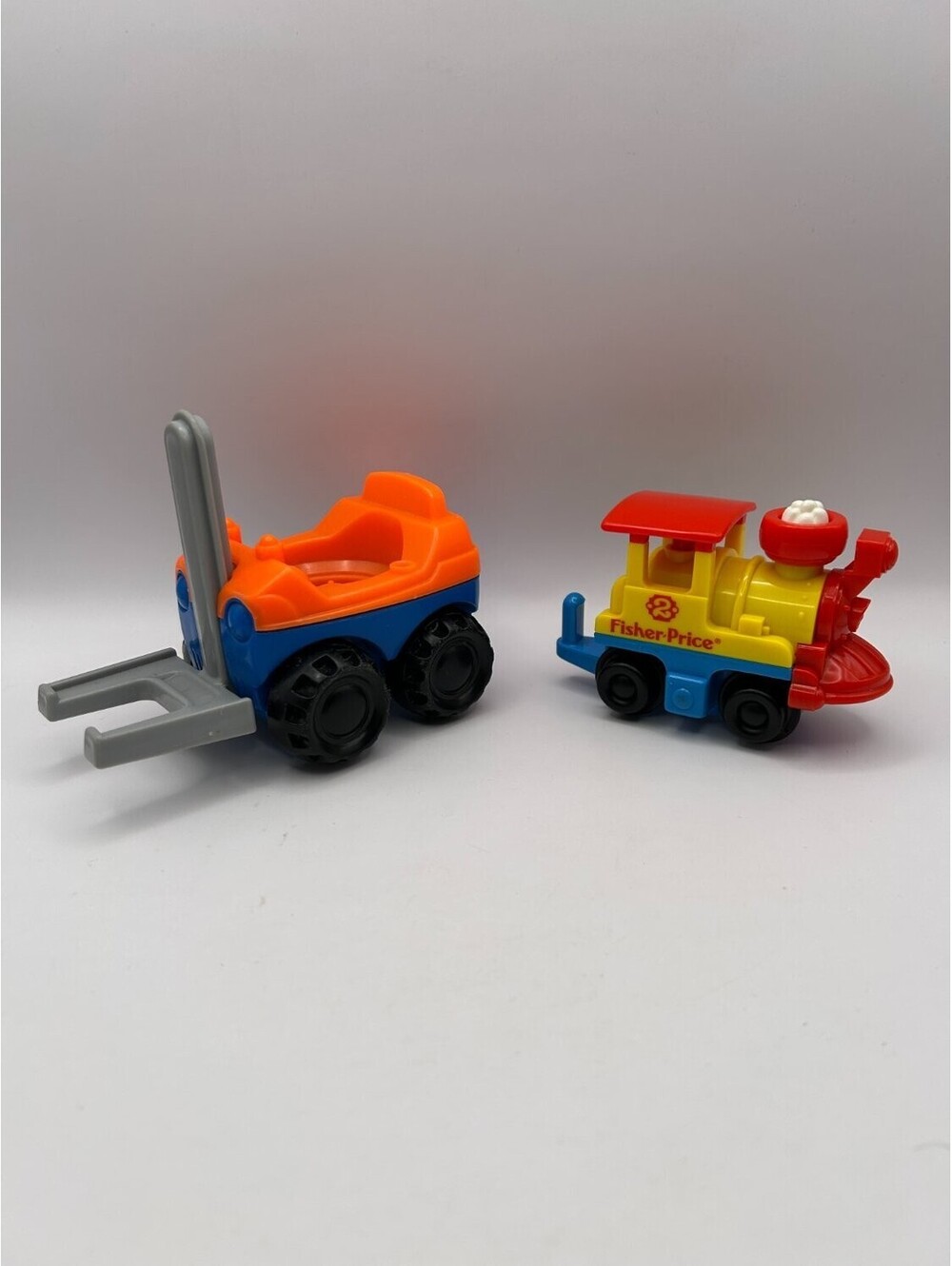 Fisher-Price Flip Track Train Engine #2 1992 & Little People Lift Load Forklift
